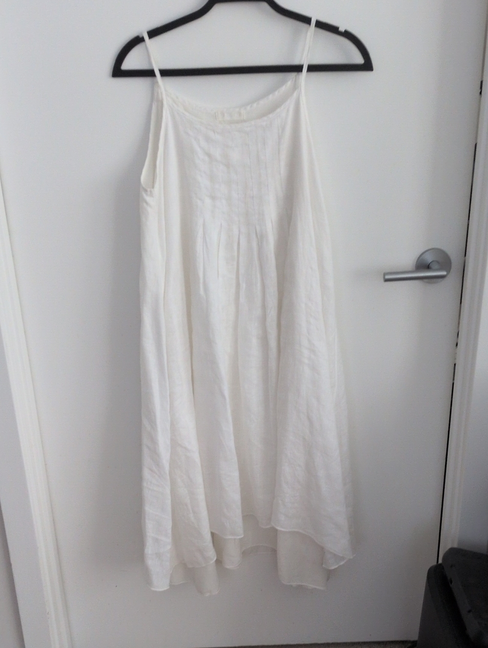 CP Shades Women's White Linen Silk Spaghetti-Strap Sundress Small Midi Length